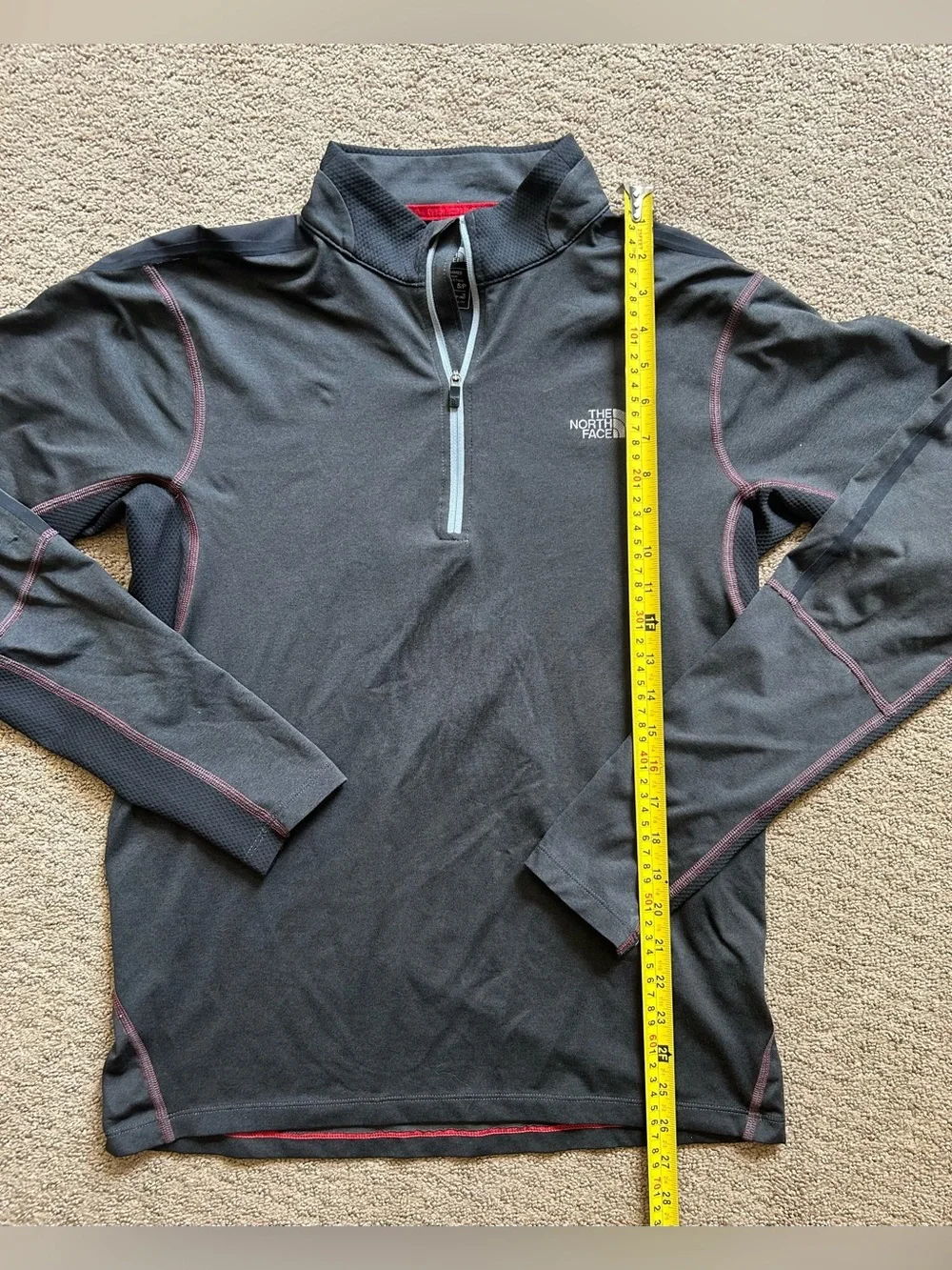 The North Face Pullover FlashDry 1/4 Quarter Zip Shirt charcoal Logo Small
